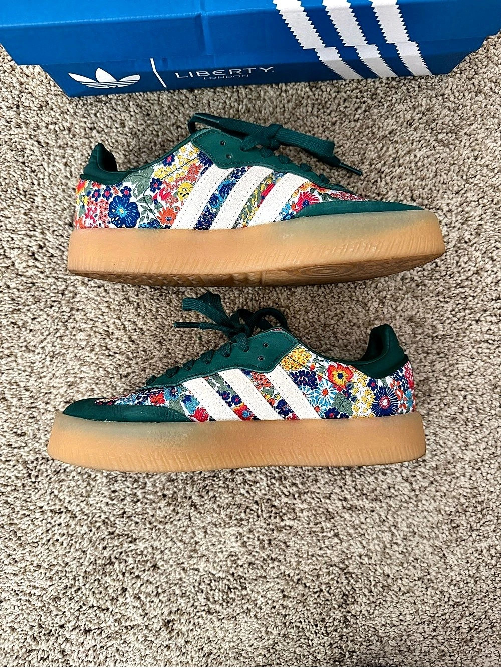 Adidas Women’s Sambae Liberty London Collegiate Green Floral Sneakers US 7 - Picture 4 of 9